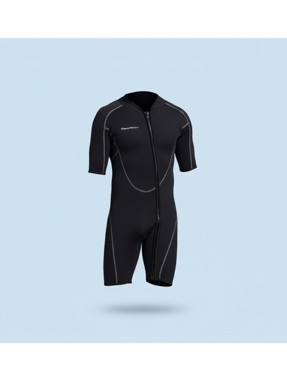 Seaskin Men’s Front-Zip Shorty Wetsuit - Size 4XL (XXXXL) - Black